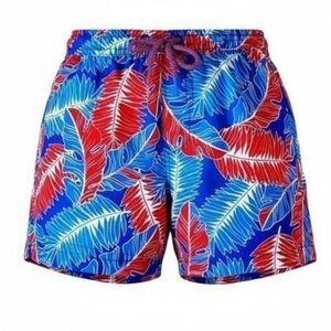 NWT - Toddler Boys Red Blue Hawaiian Swim Trunk Drawstring Waist- Size 3T